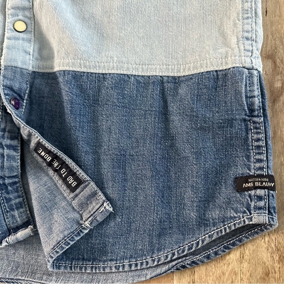 Scotch & Soda AMS BLAUW Sawtooth Snap Button Denim Shirt Small Blue Western READ - Picture 8 of 14